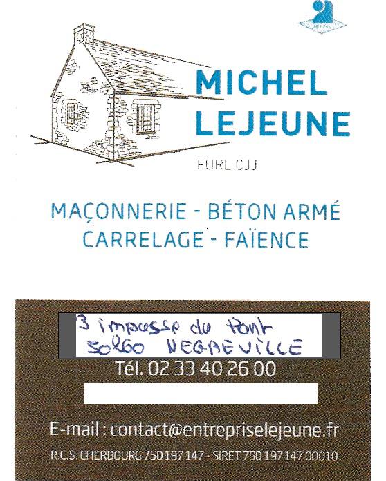 carte de visite de l'entreprise Michel lejeune-Négreville