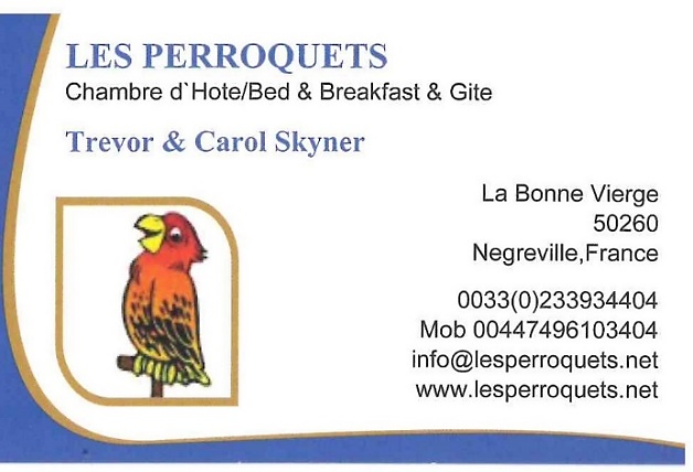 carte de visite des Chambre d'hötes Les Perroquets-Négreville