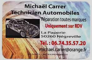 carte de visite de l'entreprise Mickaël carrer- automobile-Négreville