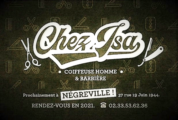 carte de visite de la coiffeuse "Chez Isa"-Négreville