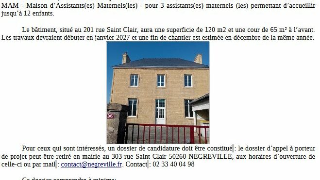 modalités pour l'appel à porteur de projet