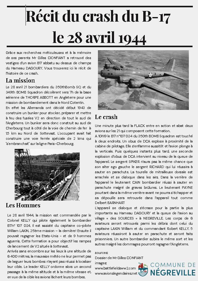 kakemono du crash B-17 - 28 avril